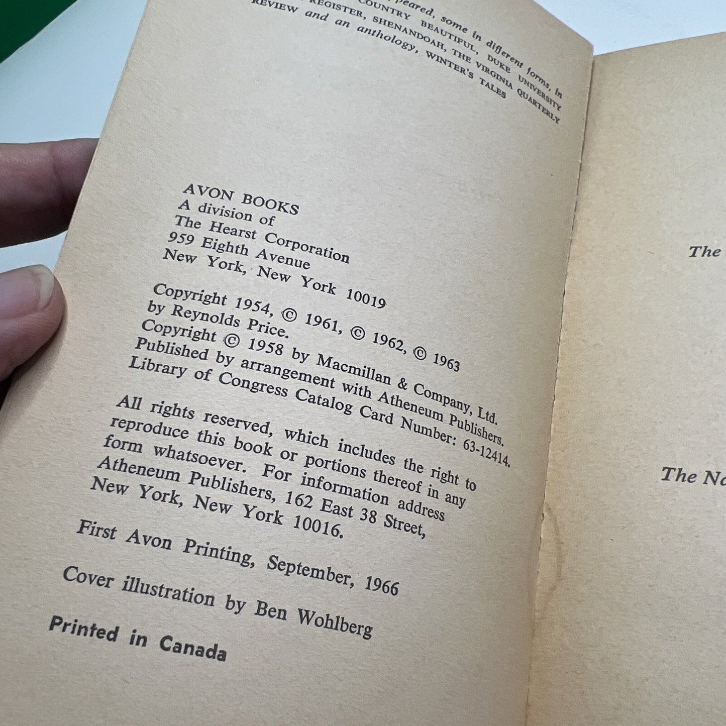 The Names and Faces of Heroes Reynolds Price Avon Paperback 1966