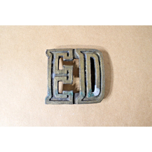 Vintage Name "ED" Brass Belt Buckle The Chad Mfg Corp Colorado 2.5" x 2.25"