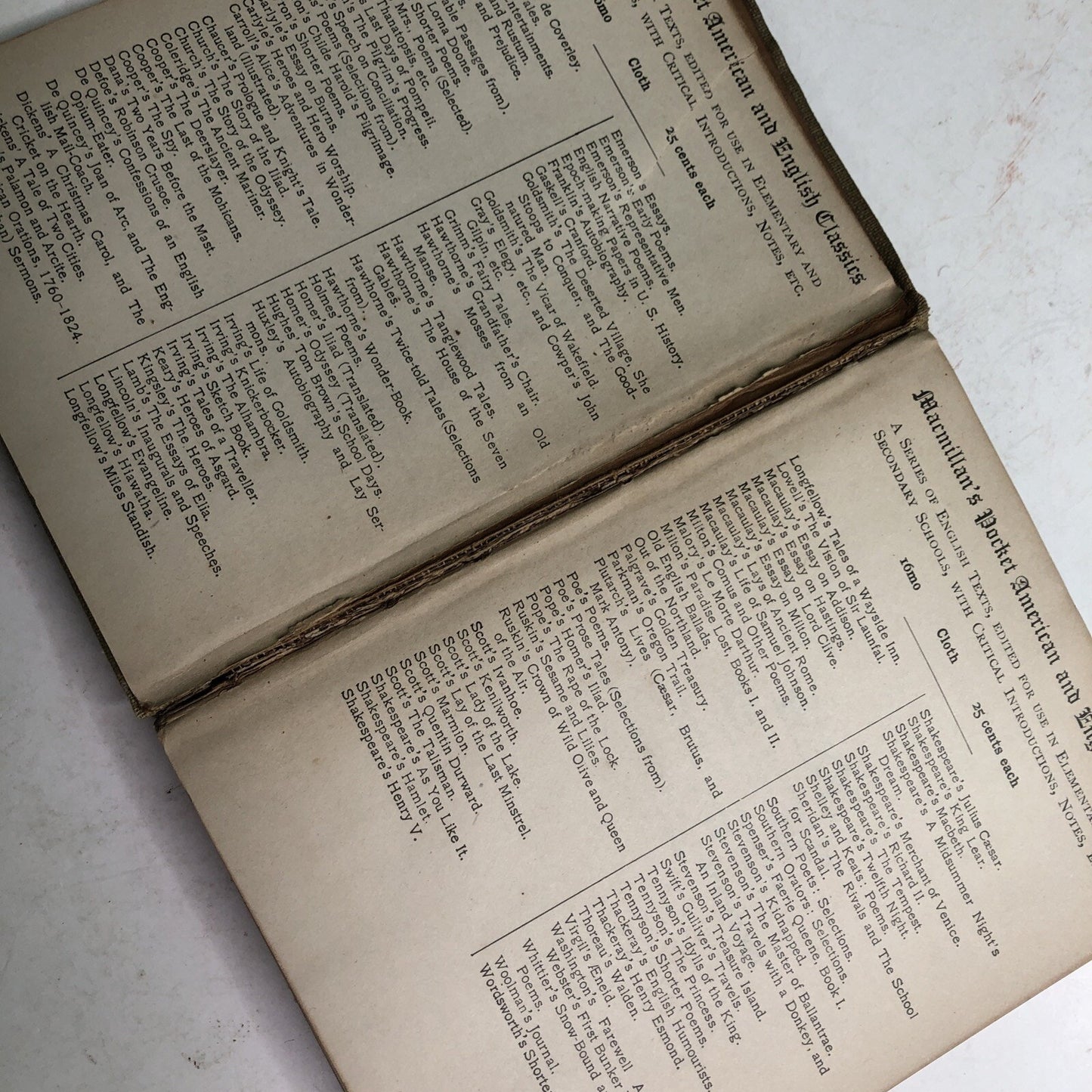 Vintage THACKERAY’S ENGLISH HUMORISTS Macmillan’s Pocket Classics NY 1910