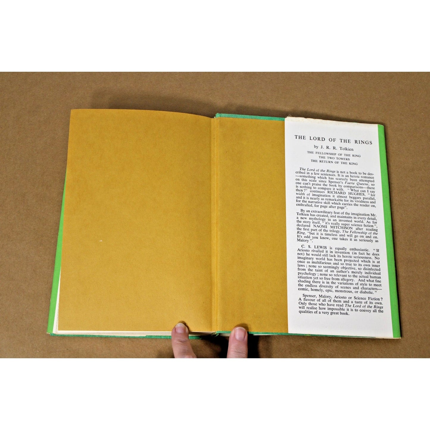 "The Hobbit" by J.R.R TOLKIEN, Houghton Mifflin, c.1966 Green HC/DJ VG+