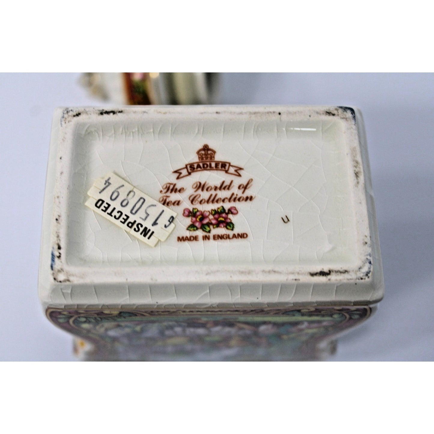 Vintage James Sadler Staffordshire England Afternoon Tea Caddy w/ Lid Porcelain