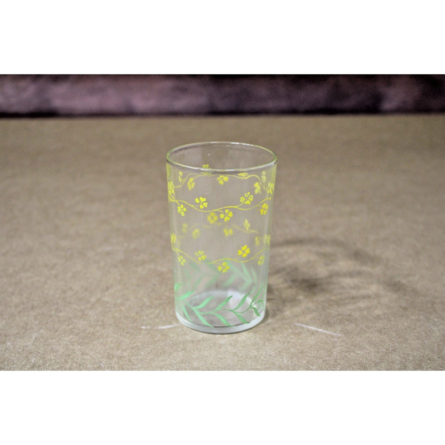 Vintage Juice Glass Swanky Swig Yellow Flowers 3.75"H