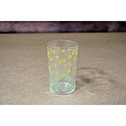 Vintage Juice Glass Swanky Swig Yellow Flowers 3.75"H