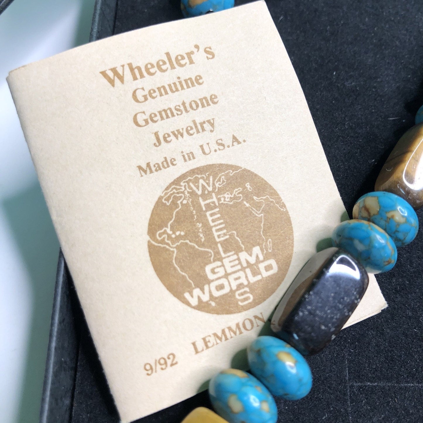Turquoise & Tigereye Necklace + 2 Pair Earrings Wheeler’s Genuine Gemstone Jewel