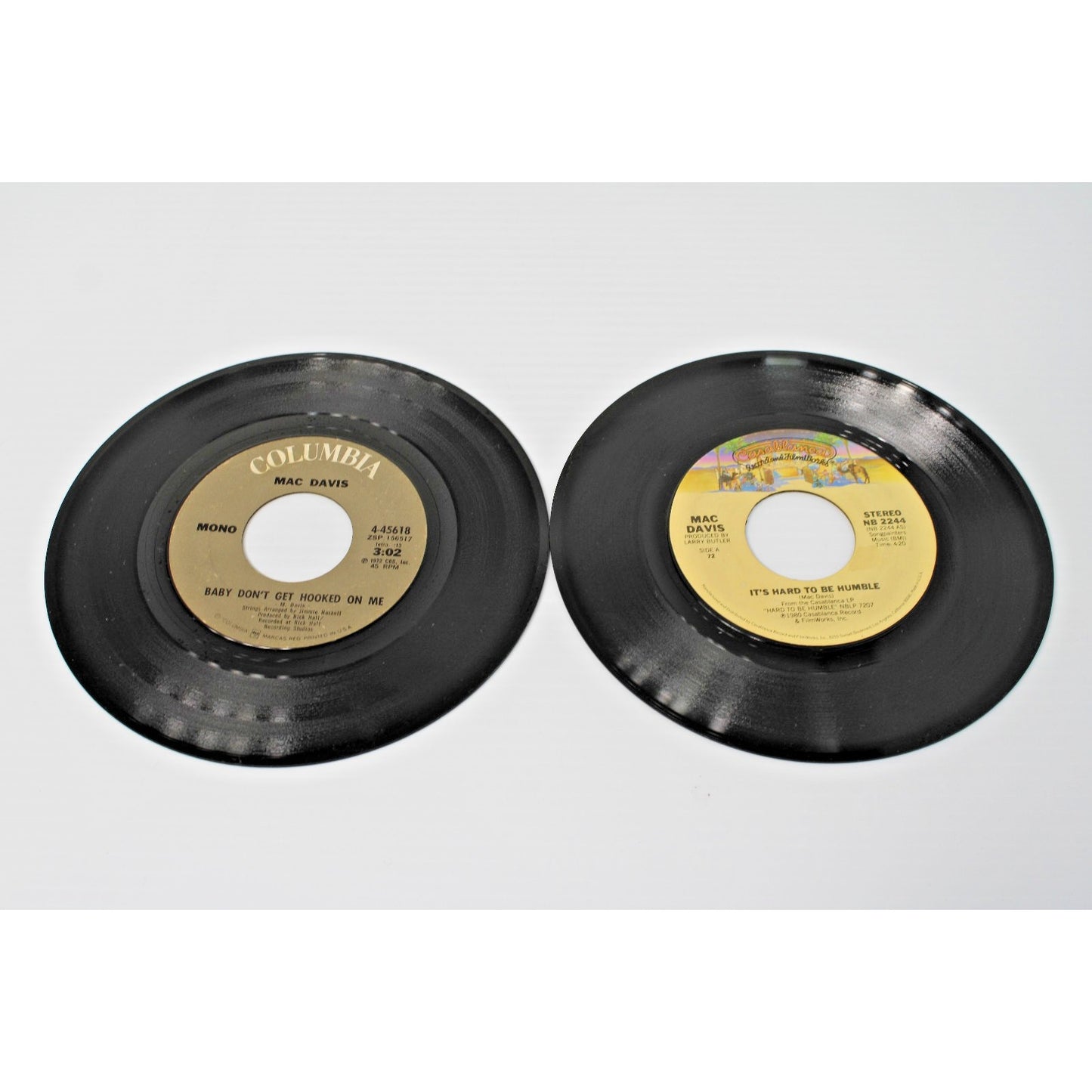 Mac Davis- Two 7" 45 RPMs, Classic Country Crossover Hits- READ