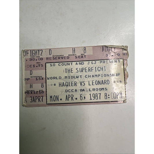 1987 Ticket The SUPERFIGHT Hagler vs Leonard World Middleweight Championship