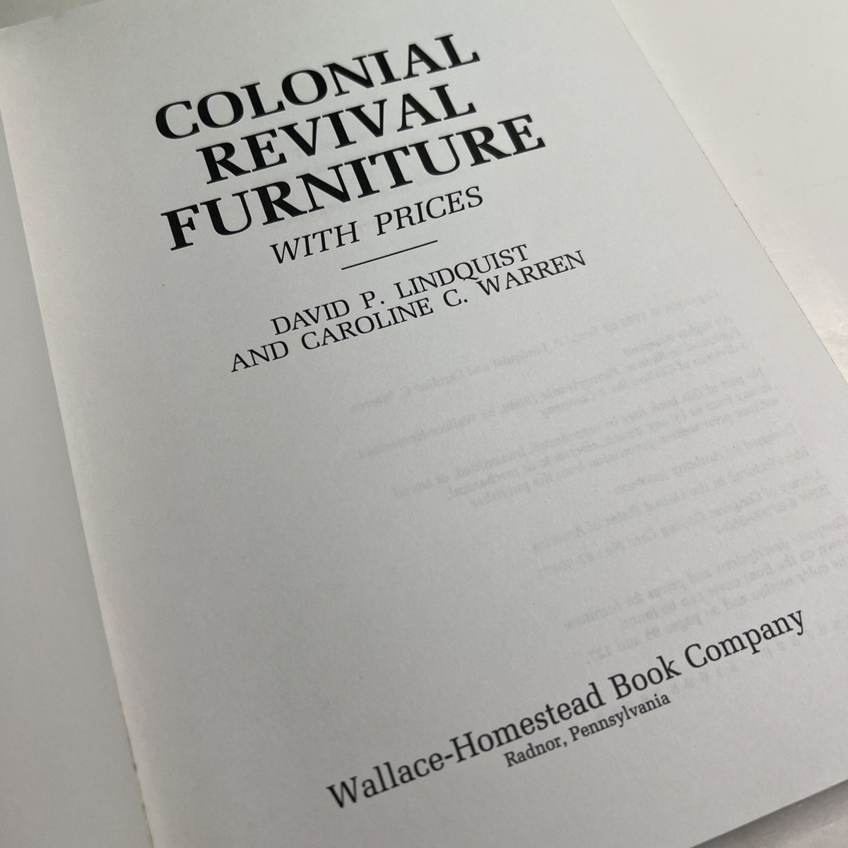 Colonial Revival Furniture with Prices by Warren and Lindquist 1993 PB