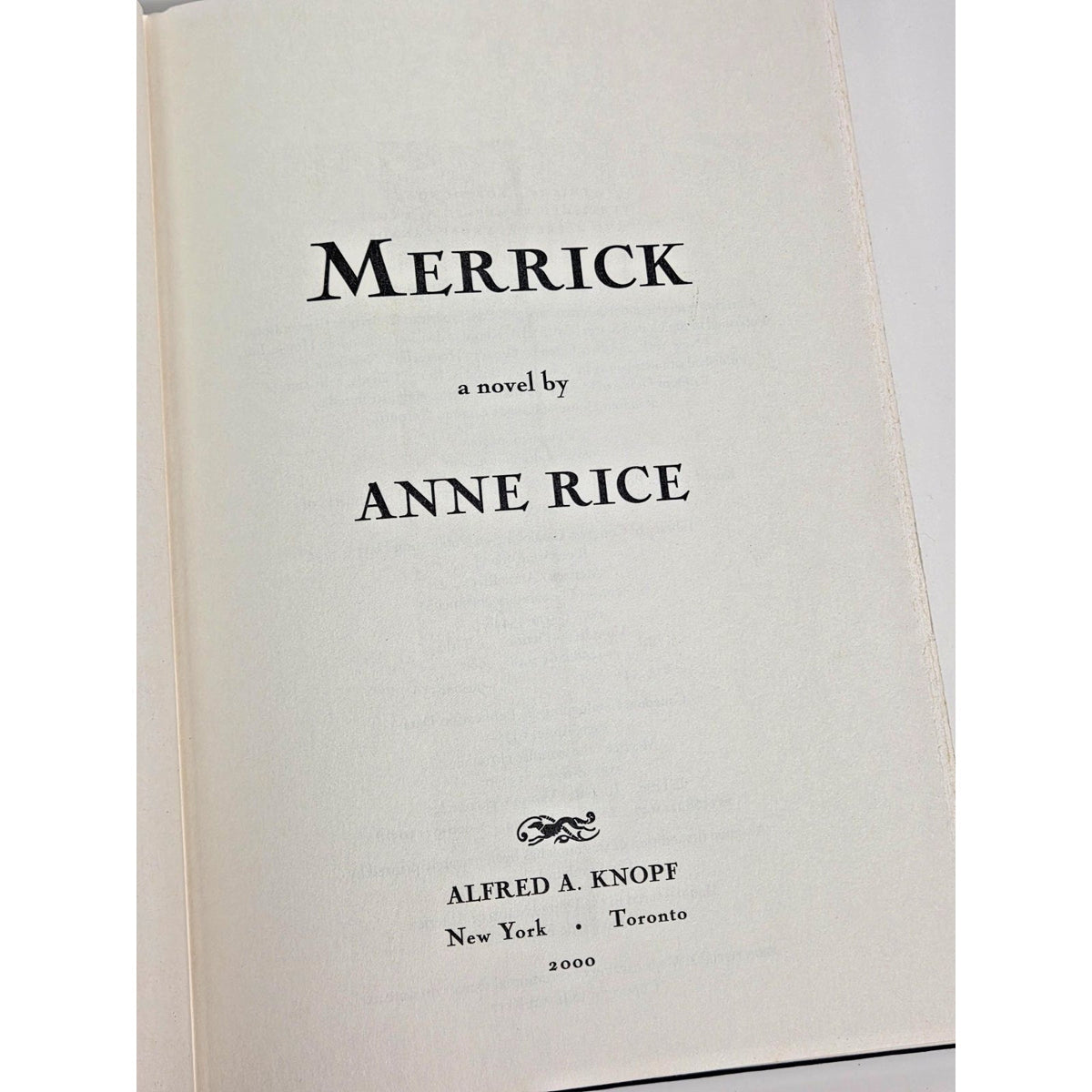 Merrick by Anne Rice 2000 Hardcover Vampire Chronicles Series 1st Trade Edition