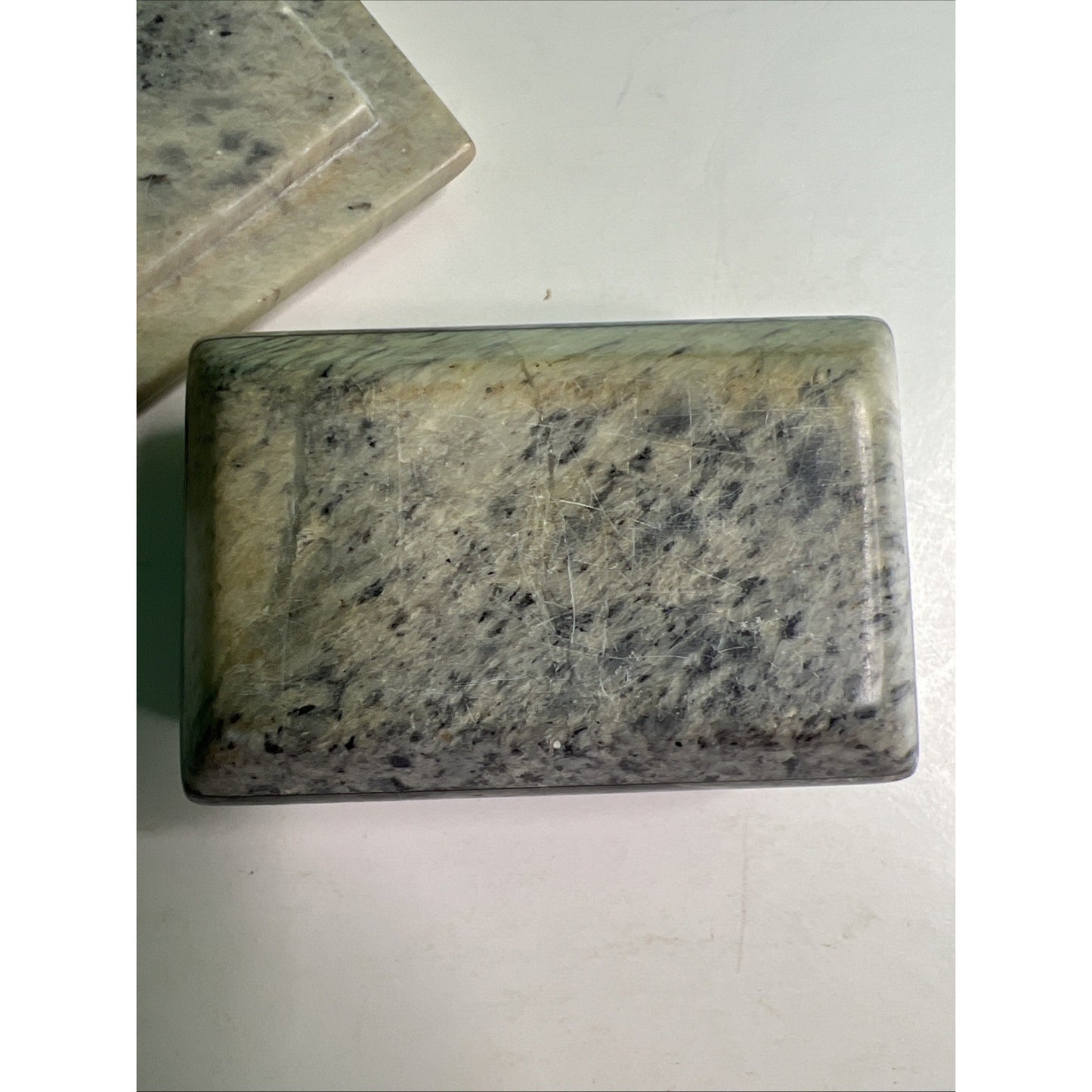 Carved Soapstone Small Box Trinket Vanity Natural Stone with Lid