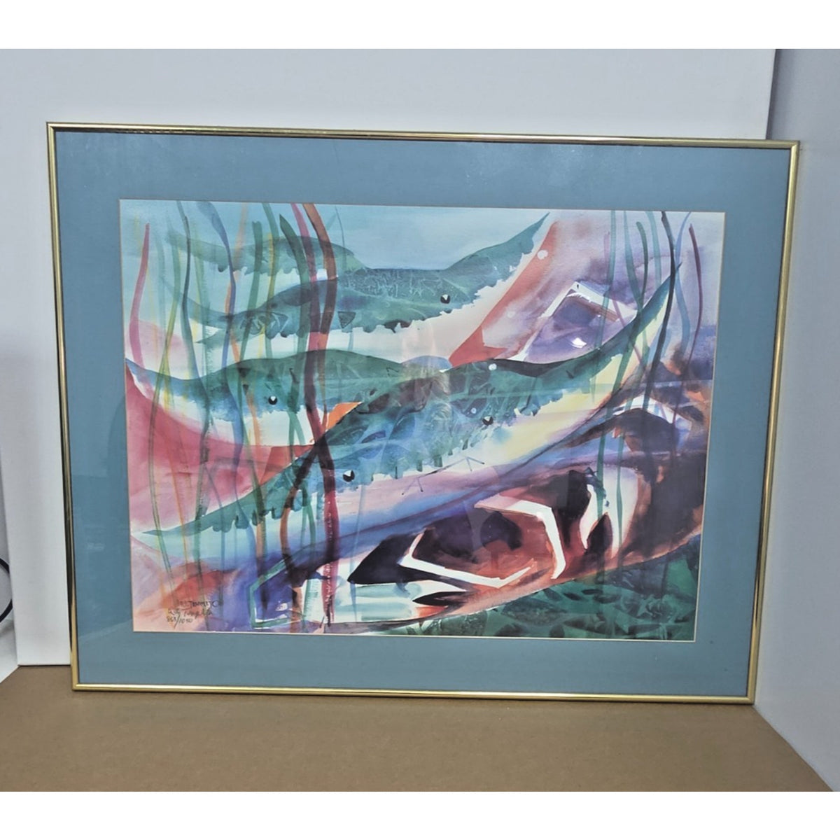 Large Signed R.E. Templeton Ltd Edition Marine Art - Abstract Stingrays