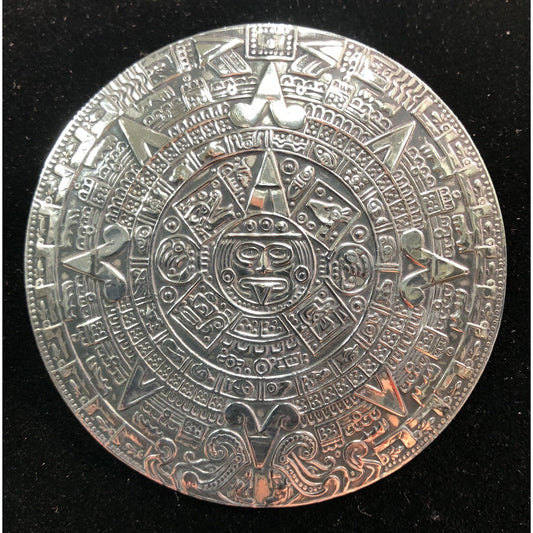Vintage Aztec Mayan Sun God Pendant Brooch Sterling Silver