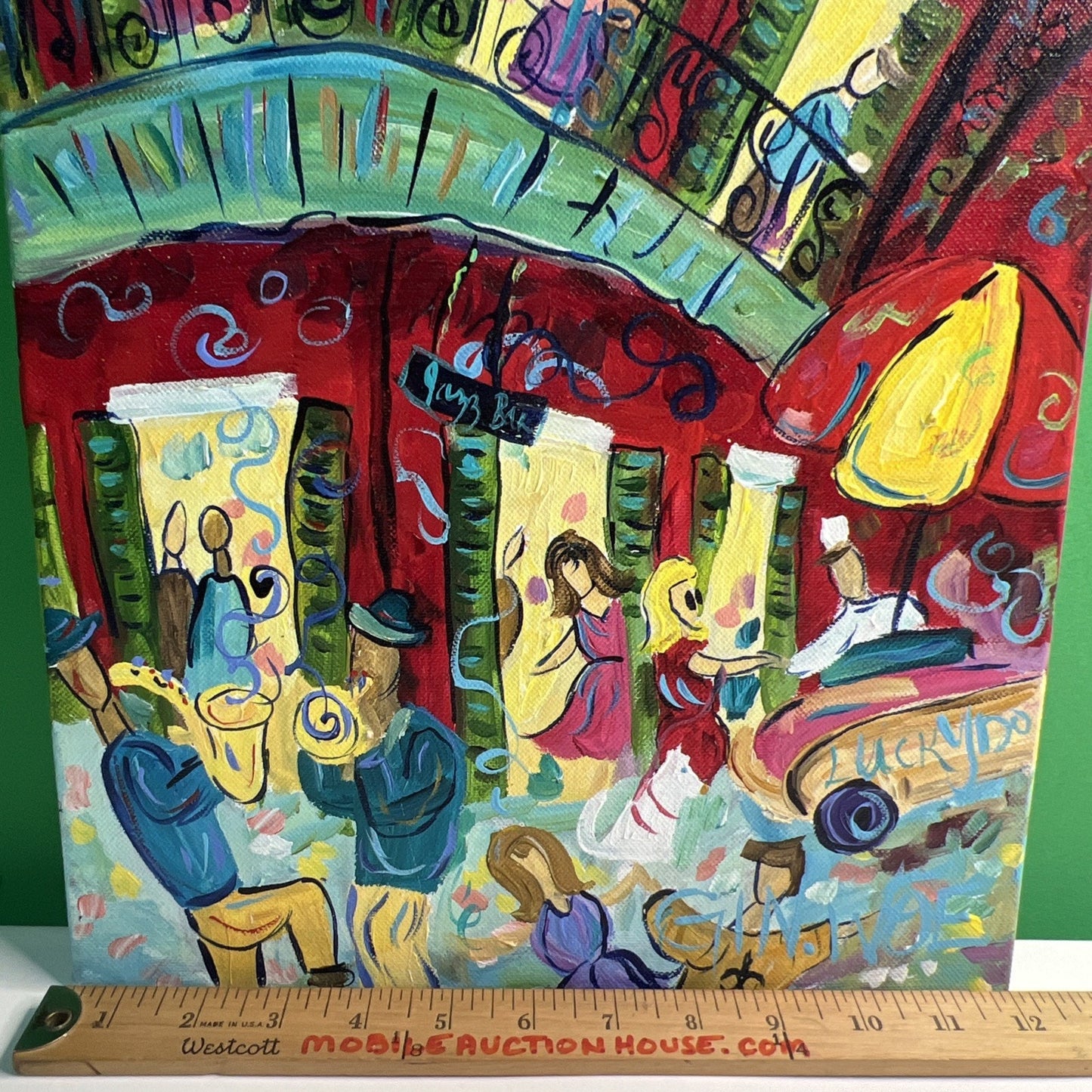 Mobile Alabama Artist Ginger Woechan Original Canvas Street Art “Red On Royal”