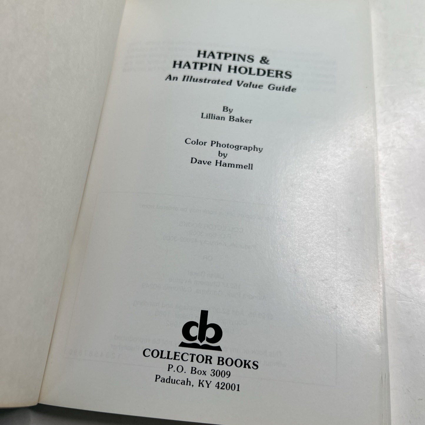 Hatpins and Hatpin Holders by Lillian Baker Updated 1992 Trade Paperback