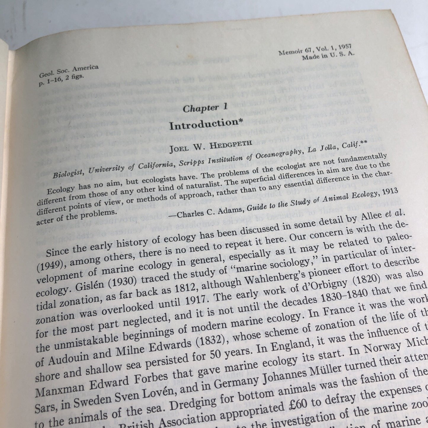 1957 Treatise Marine Ecology Paleoecology Vol. 1 Illus. Maps Geological Society