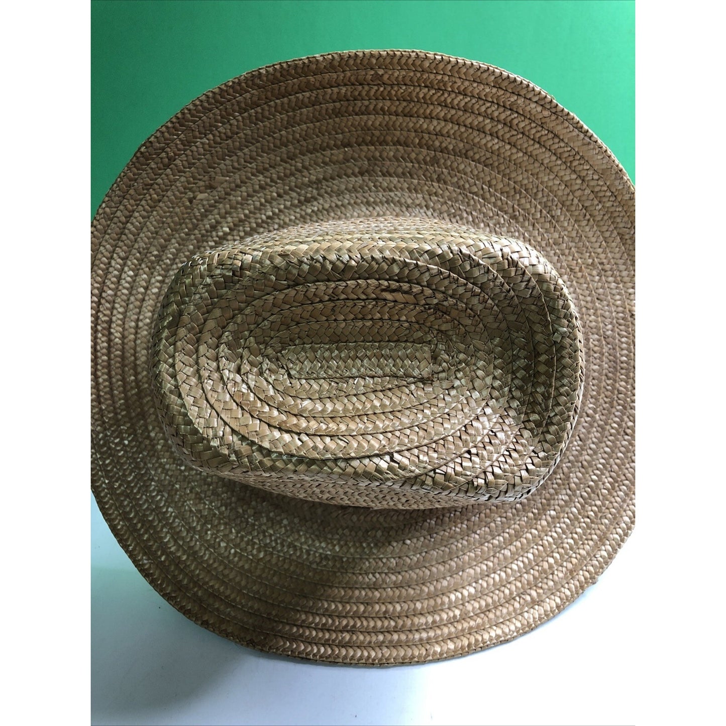 Vtg Stomper Western Style Cowboy Cowgirl Hat Straw Tan Rodeo Farm Made in Italy