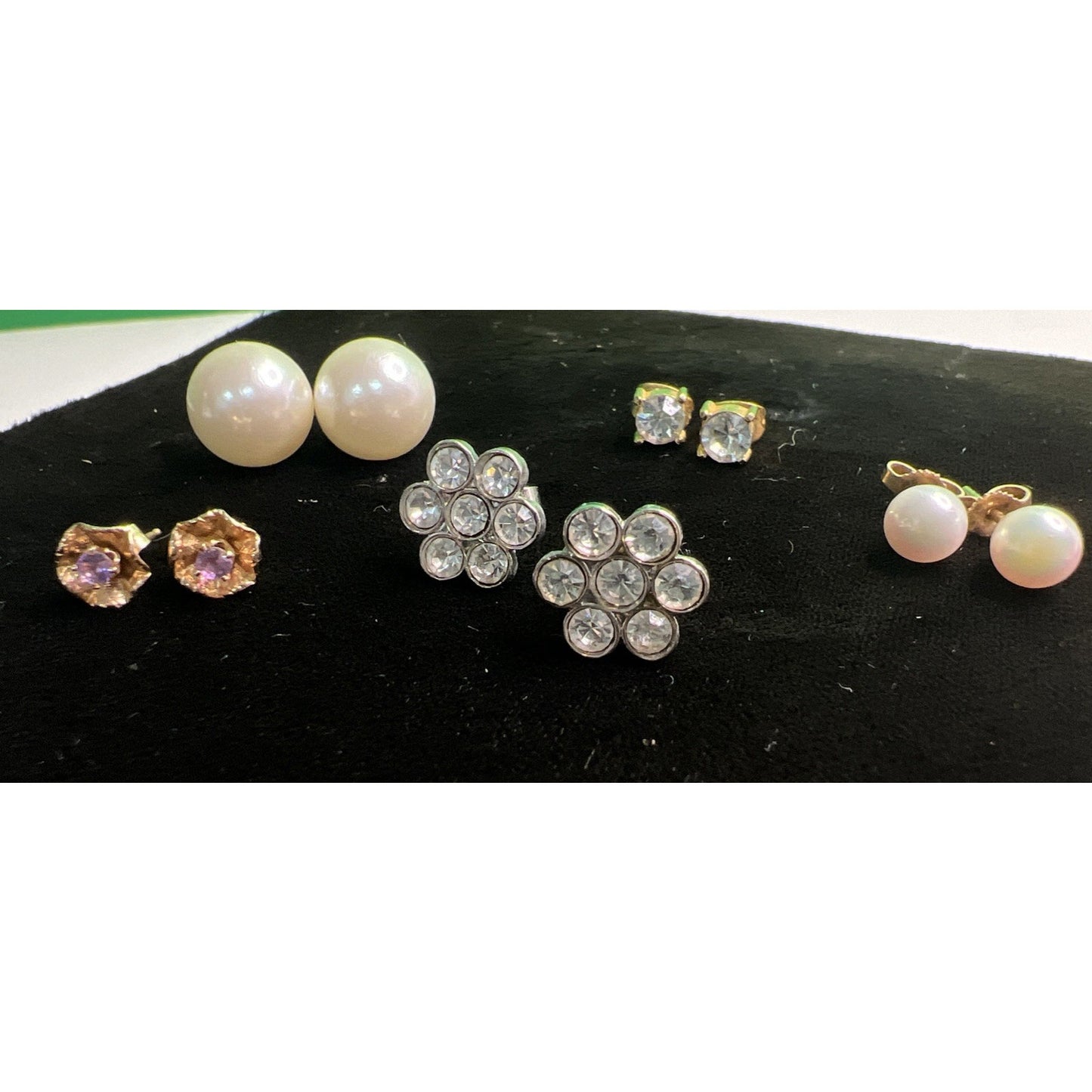 LOT OF MIXED STUD POST EARRINGS 5 PAIRS Variety