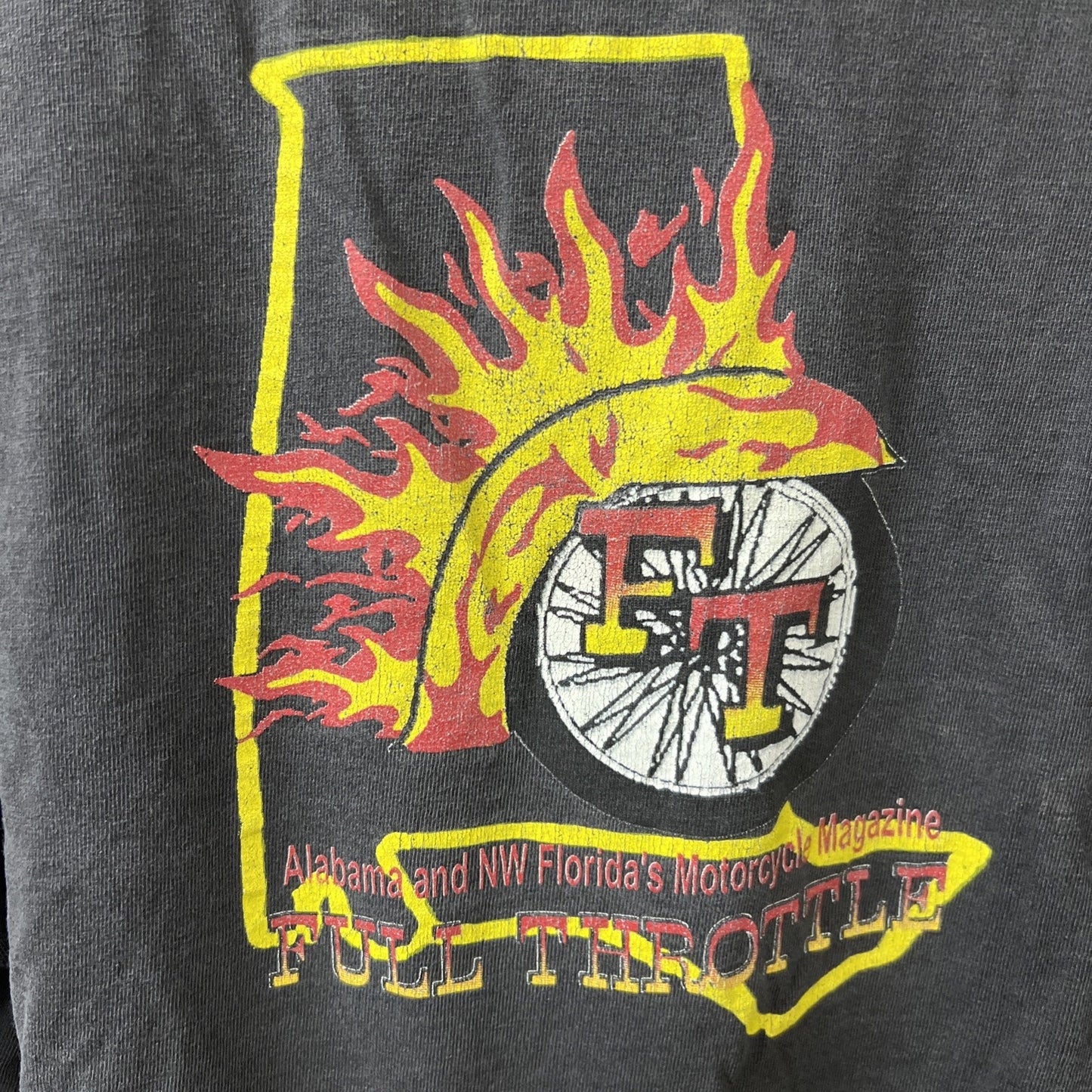 Vintage Full Throttle Motorcycle Magazine Tshirt Black XL Alabama NW Florida