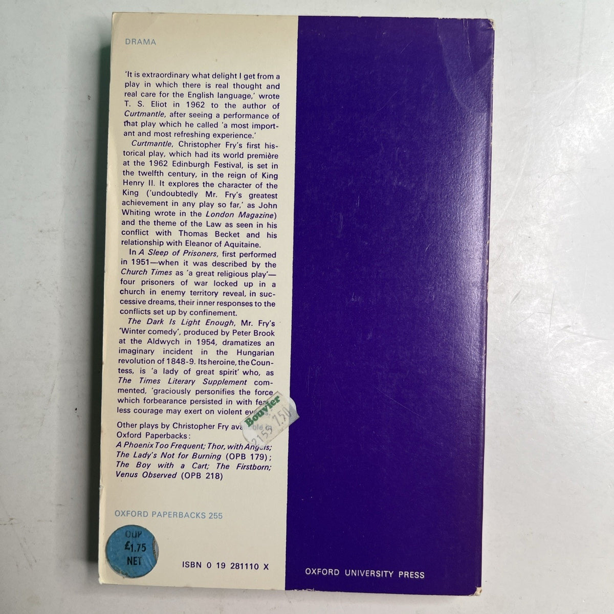 Plays Paperback Christopher Fry