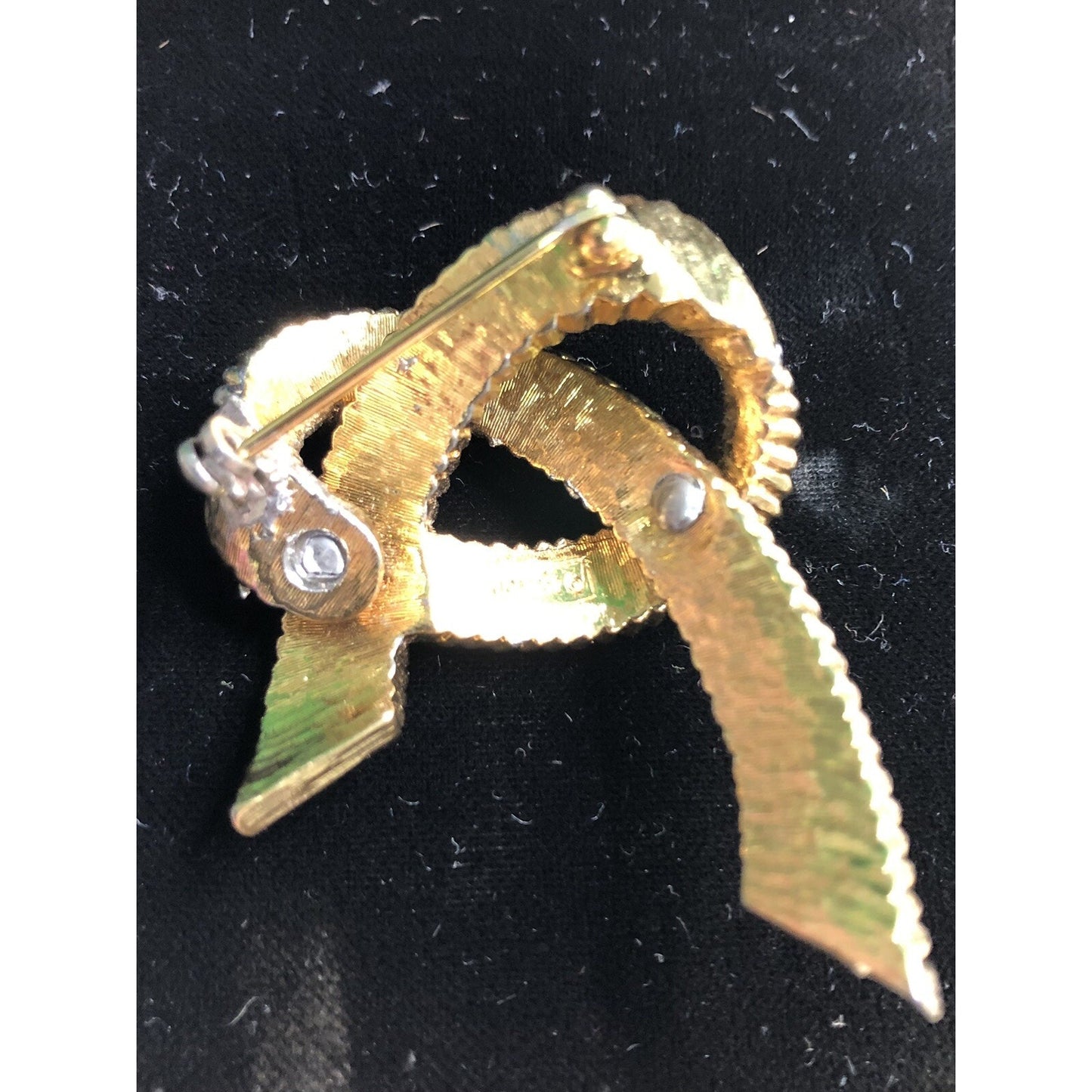 JOMAZ Bow Rhinestone Brooch & Door Knocker Earrings Screw Back Signed Vintage