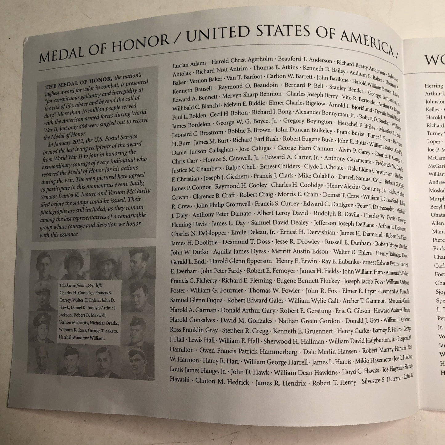 2013 US Forever 20 Stamp Folio World War II Medal of Honor Recipients Navy Army
