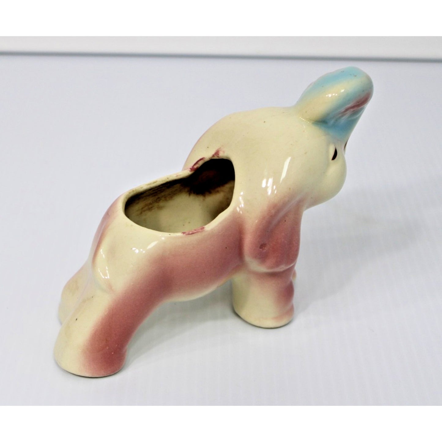 Vintage Mid Century Kitschy Elephant Ceramic Planter, Pottery, Baby, Nursery