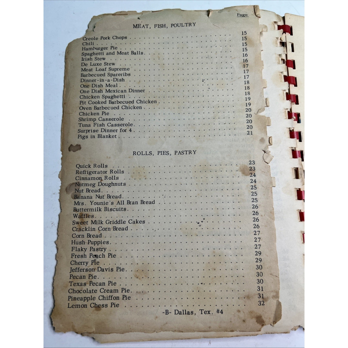 1954 First Cumberland Presbyterian Church Cookbook Dallas Texas Lydia Dorcas
