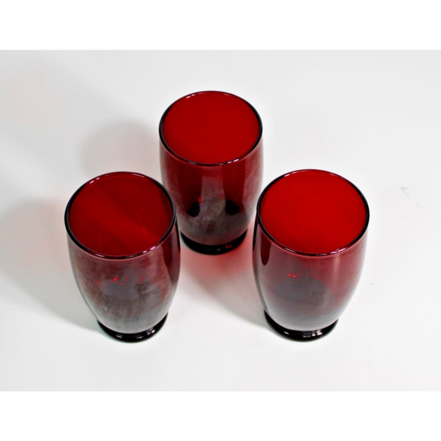 Set of 3 Anchor Hocking Baltic Royal Ruby 10 oz Vintage Tumblers 4.75"H