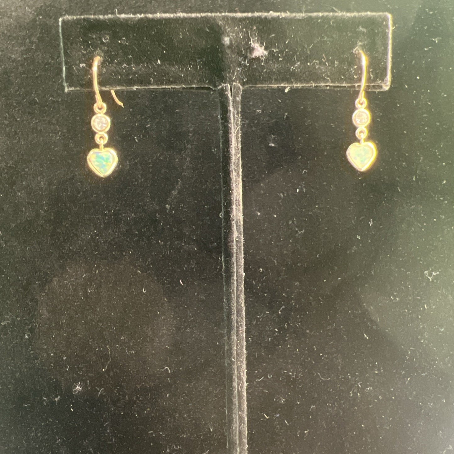 Dainty Heart Shaped Dangle Drop Opal Earrings French Wire