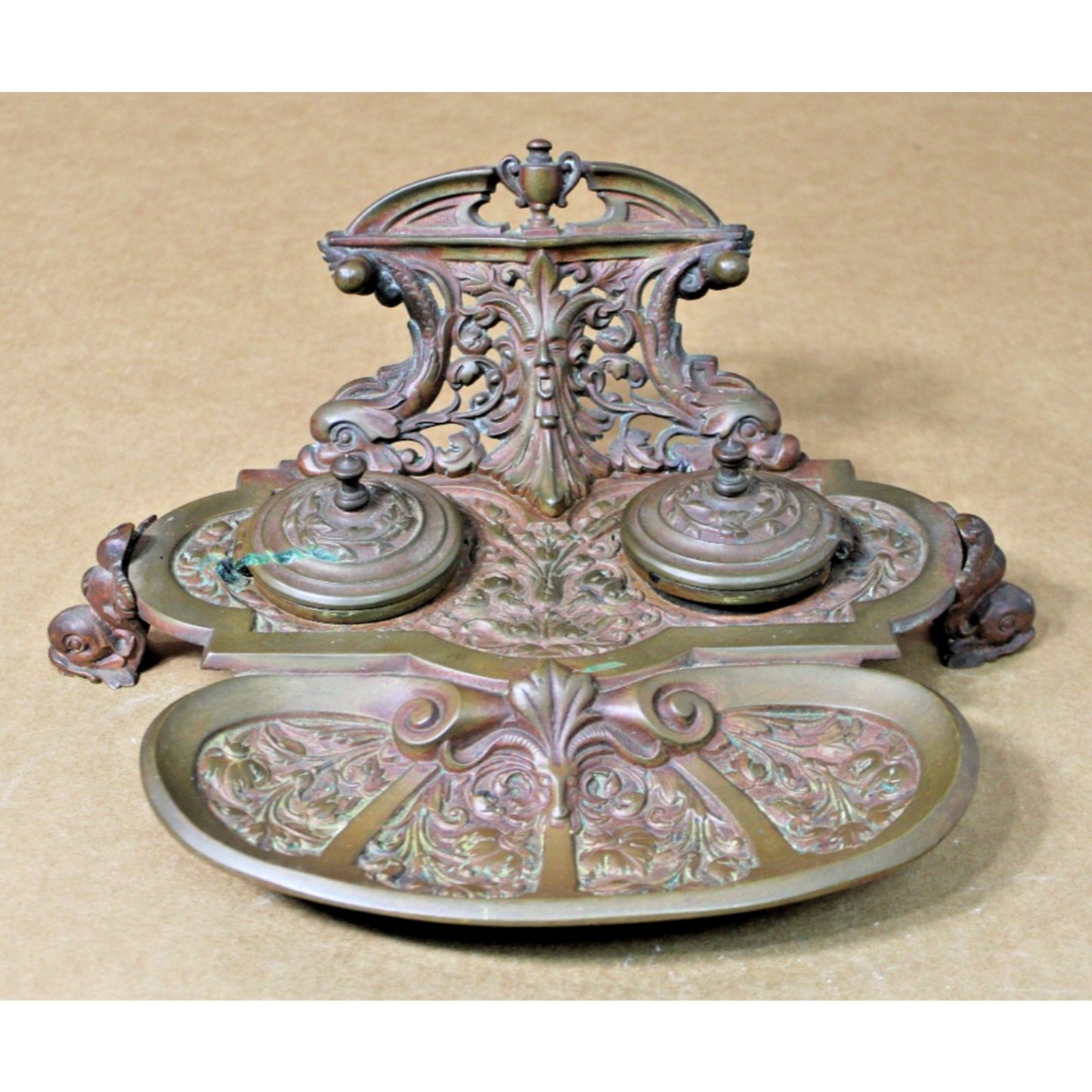 Antique Double Inkwell and Pen Stand,18th Century, F.L. Volbach, German