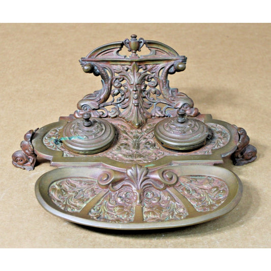 Antique Double Inkwell and Pen Stand,18th Century, F.L. Volbach, German