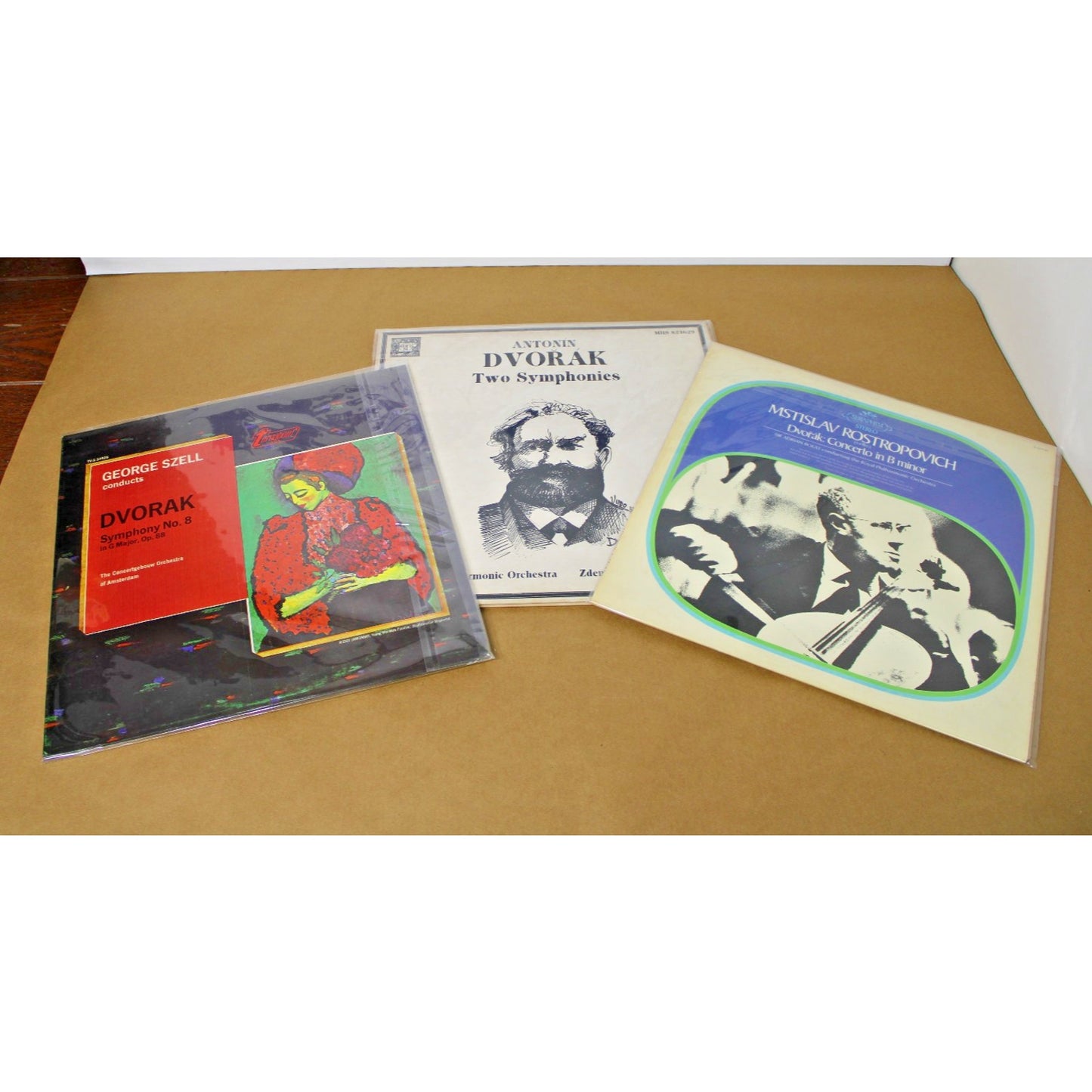 3 Album Lot: Antonin Dvorak Symphony No. 8, Concerto in B Minor, Two Symphonies