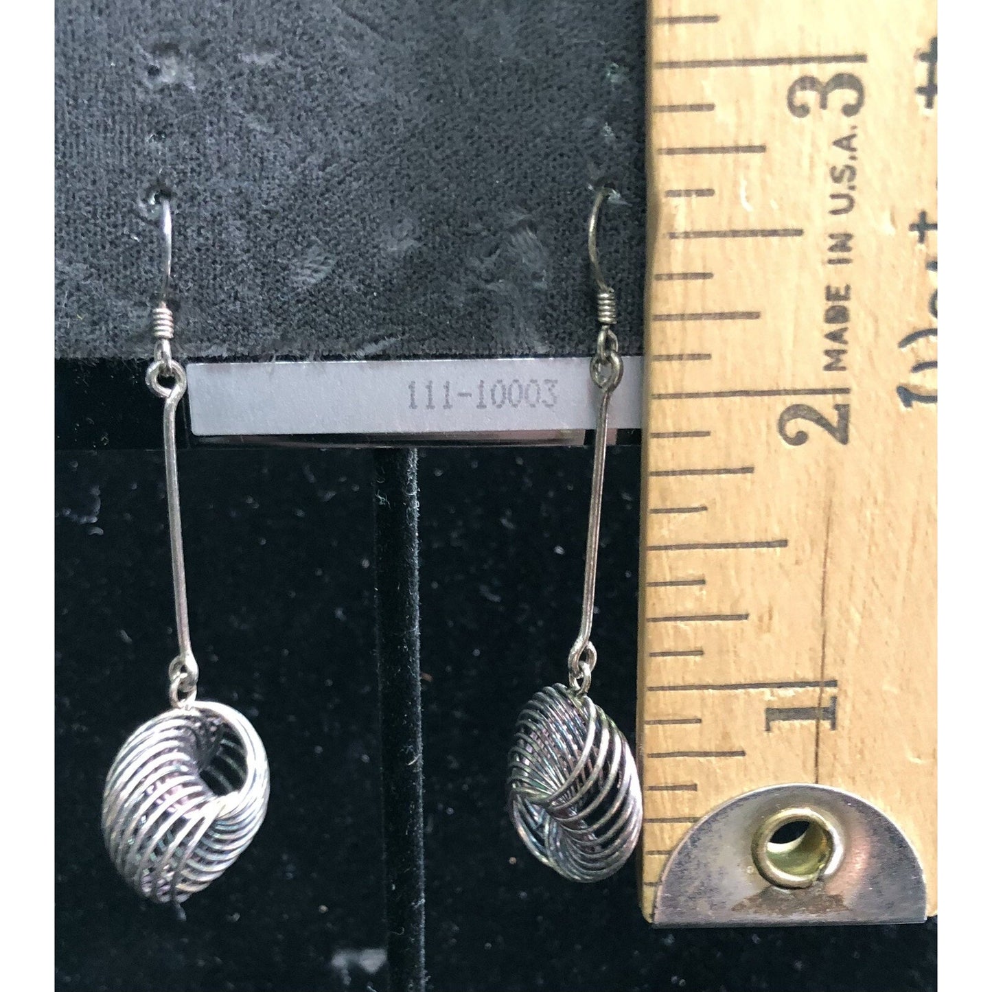 Vintage Sterling Silver Spiral Retro Dangle Drop Earrings