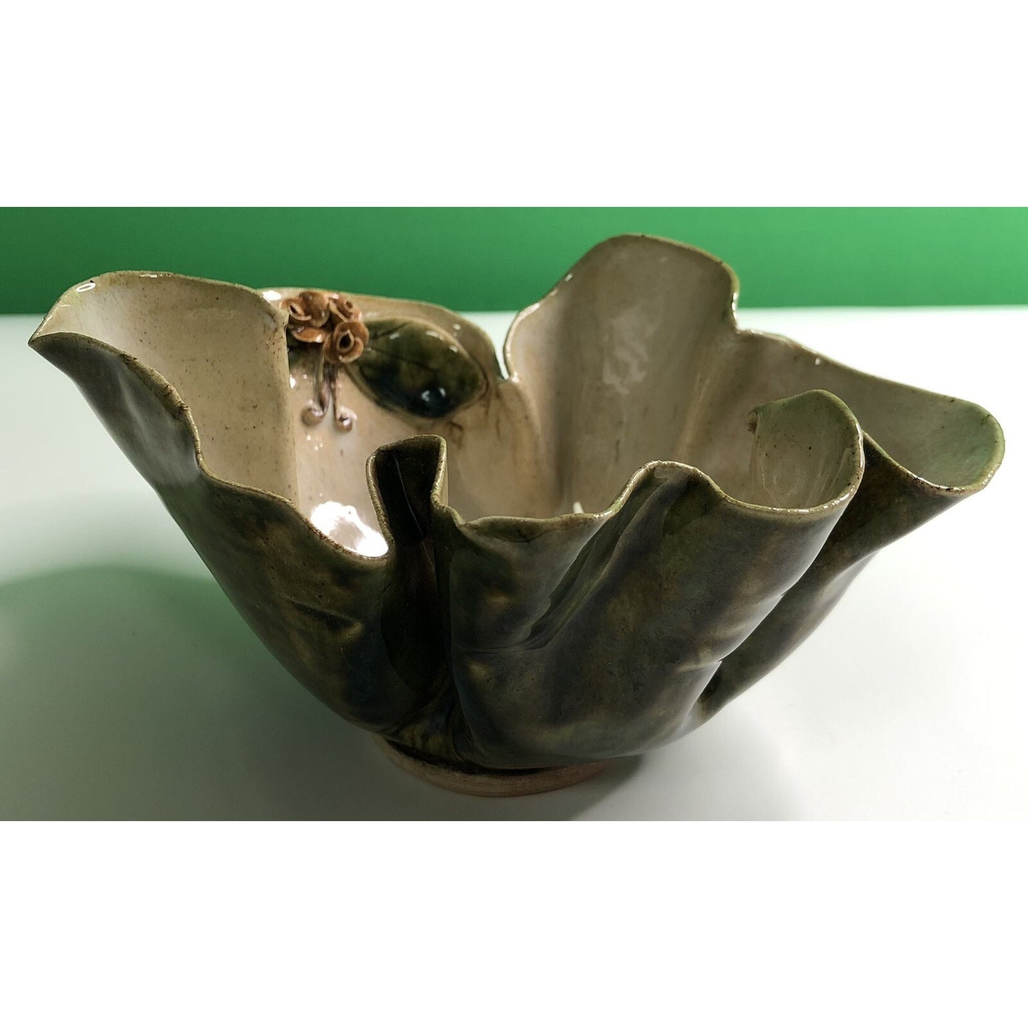 1996 E. B. Patterson Studio Crafted HANDKERCHIEF BOWL Vase Signed Glazed