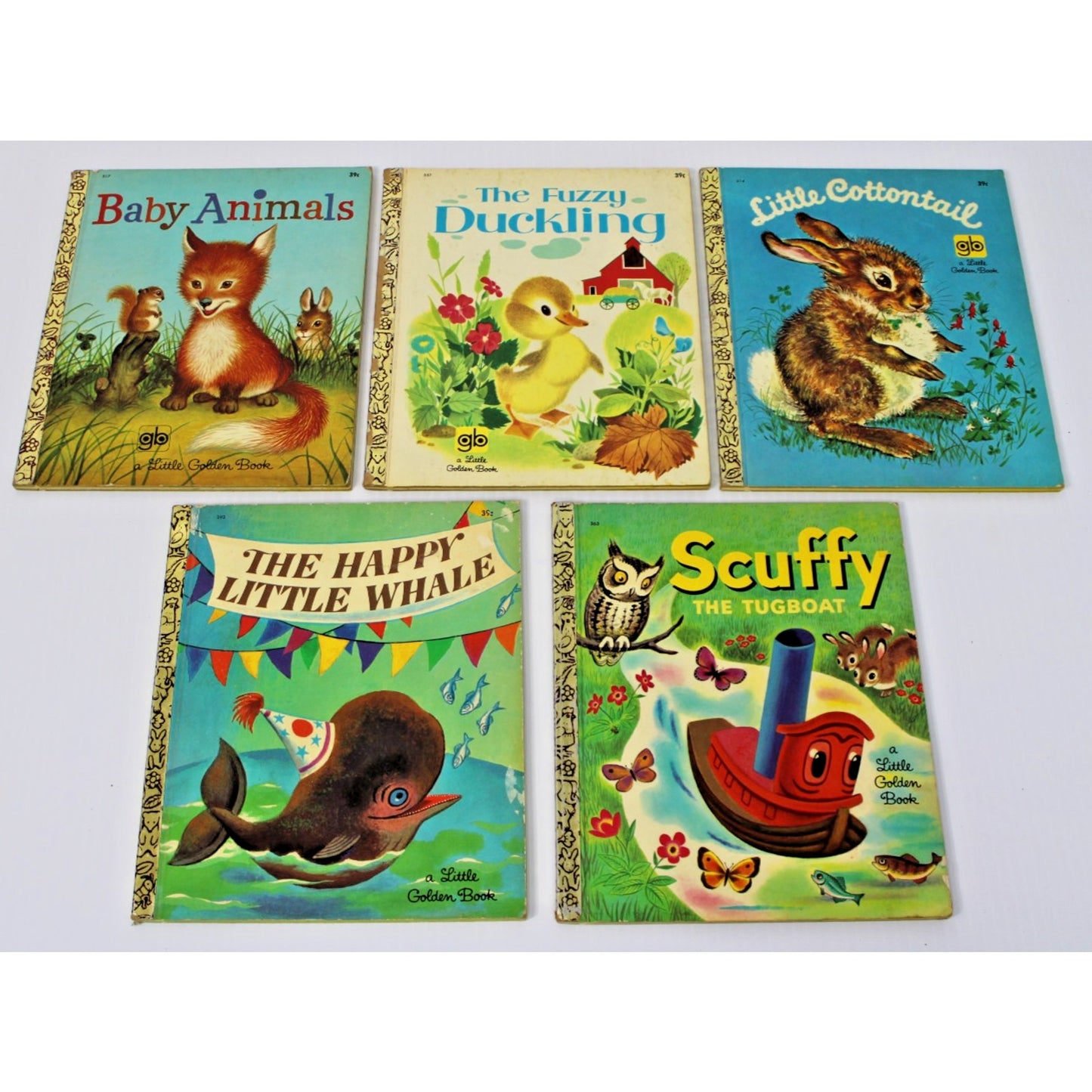 5 Vintage Little Golden Books- Baby Shower Gift Retro Nursery Cozy Kids' Stories