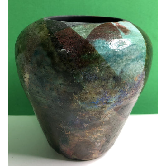 Vintage DRUMMONY FERGUSON POTTERY VASE Kaleidoscope Colors Glazed ARTIST SIGNED