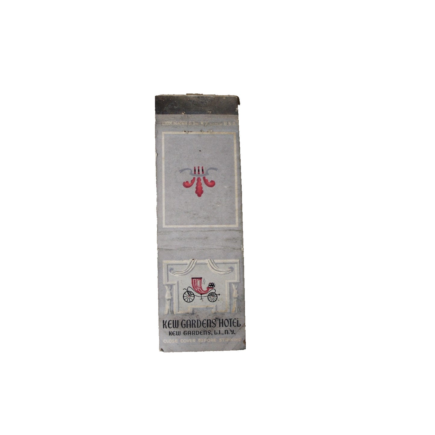 Vintage MidCentury Matchbook Kew Gardens Hotel, Long Island, NY 1939 Worlds Fair