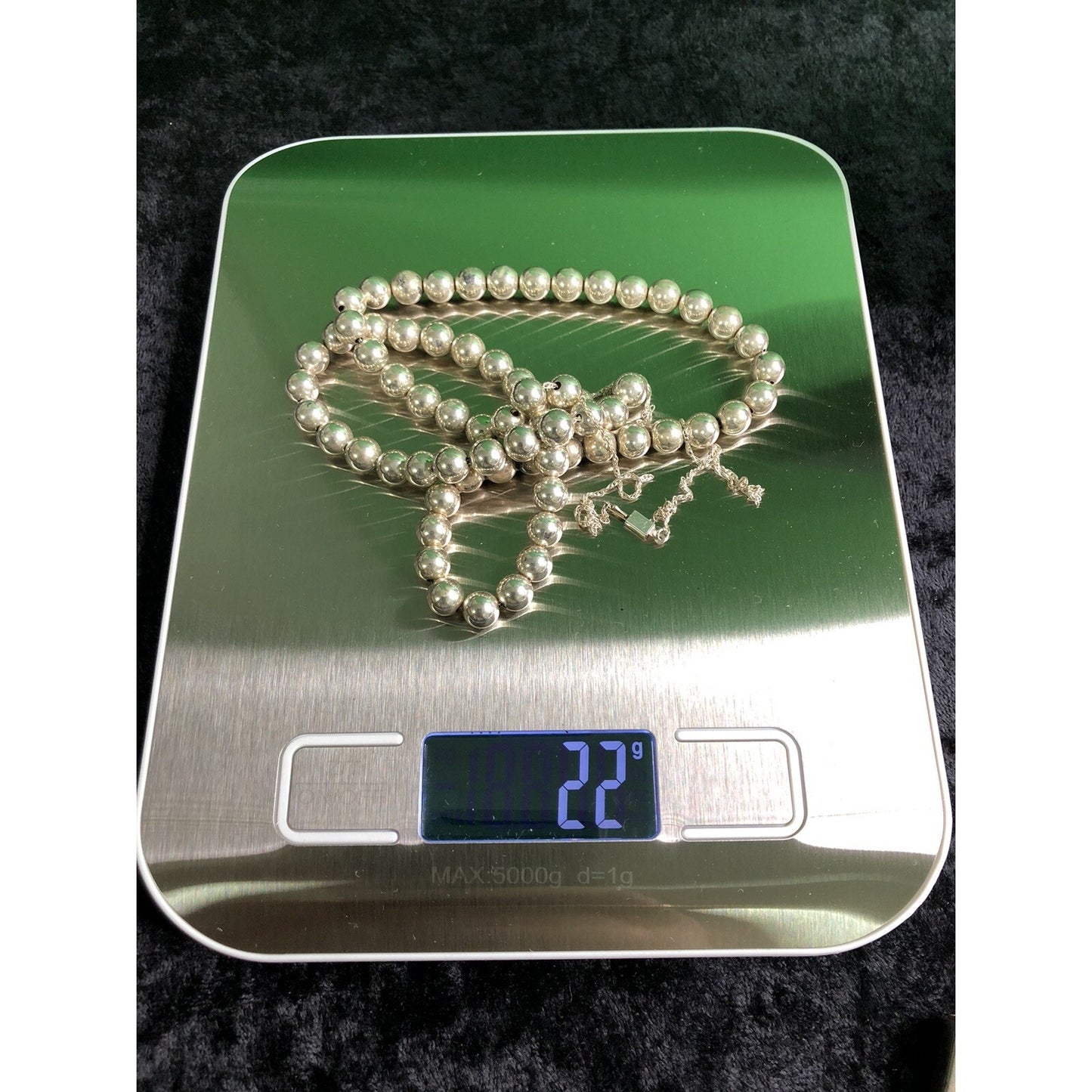 30” Sterling Silver Rope Chain & Beads Necklace 22grams