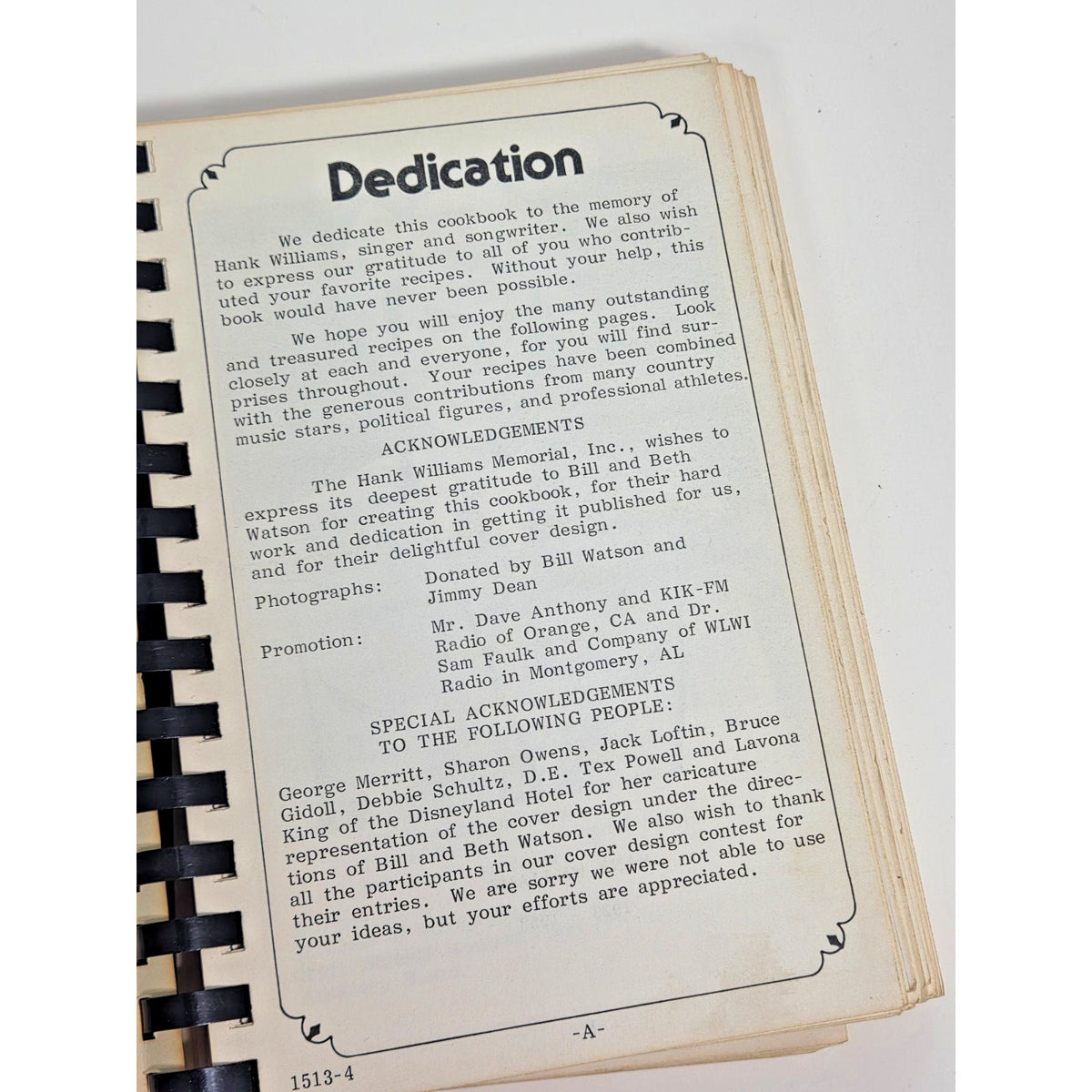 Vintage Hank Williams Memorial Cookbook Vol II Celebrity Recipes Johnny Cash