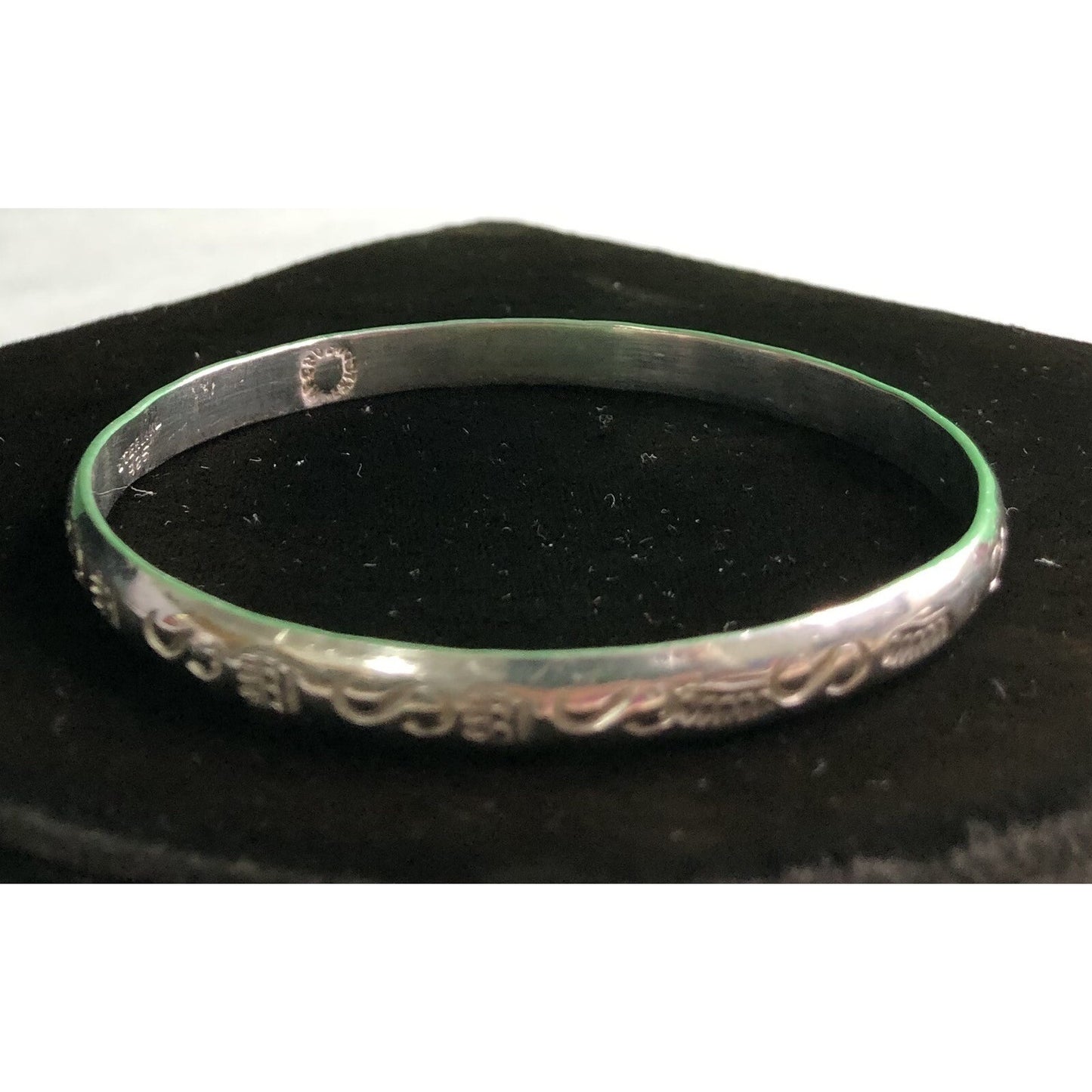 Vintage Mexican Solid Sterling Silver Bangle Bracelet Marked 20+ Grams “S”Design