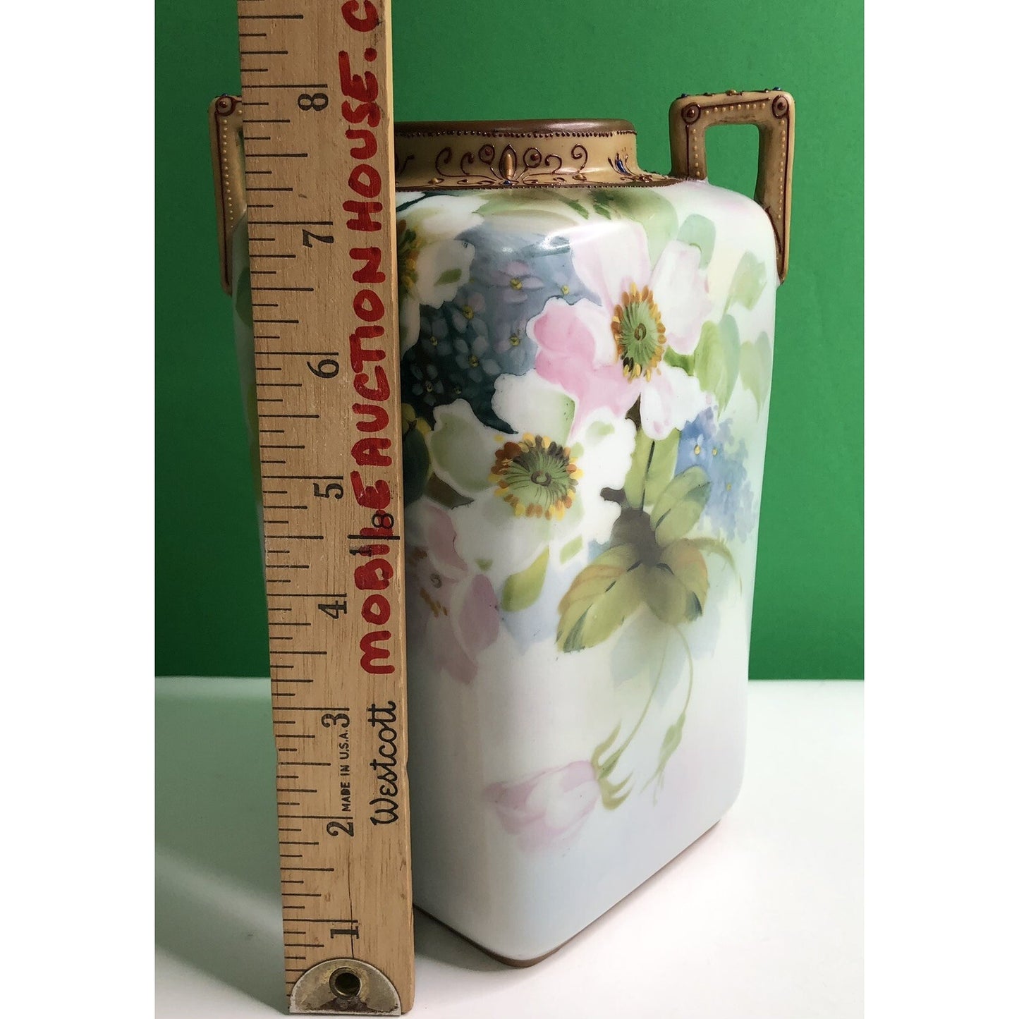 IMPERIAL NORITAKE NIPPON HAND PAINTED VASE OLD ROSES ART NOUVEAU MORIAGE C 1910