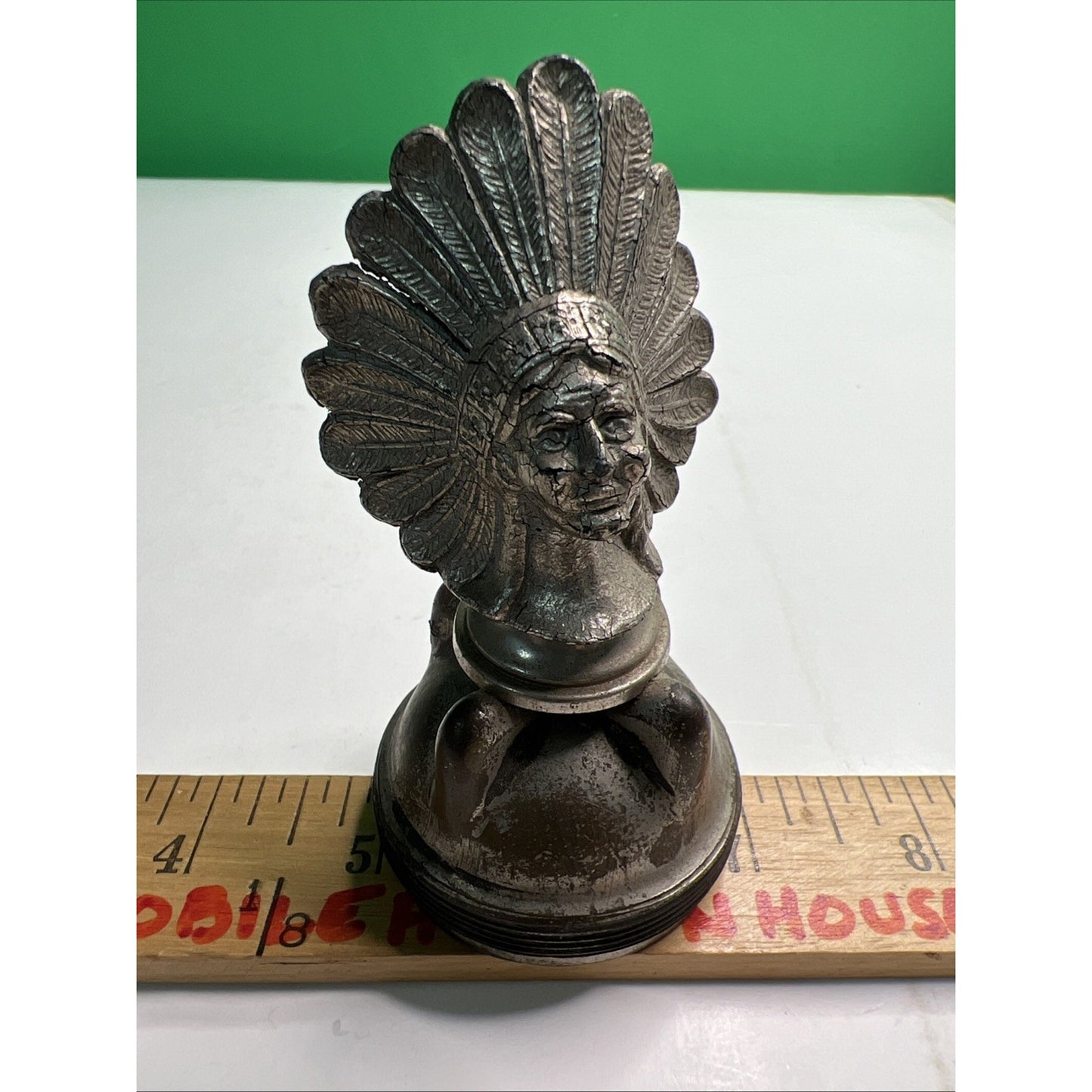Vintage Metal Indian Chief Radiator Cap Hood Ornament Pontiac Rat Rod No Marks