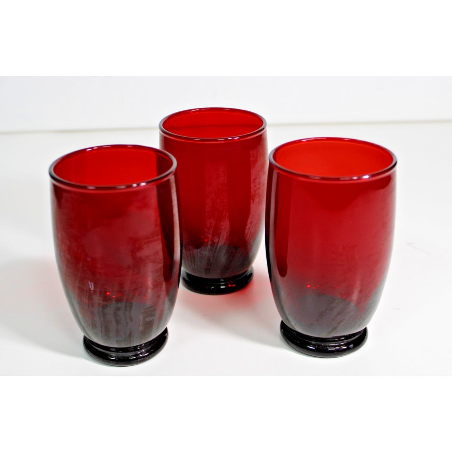 Set of 3 Anchor Hocking Baltic Royal Ruby 10 oz Vintage Tumblers 4.75"H
