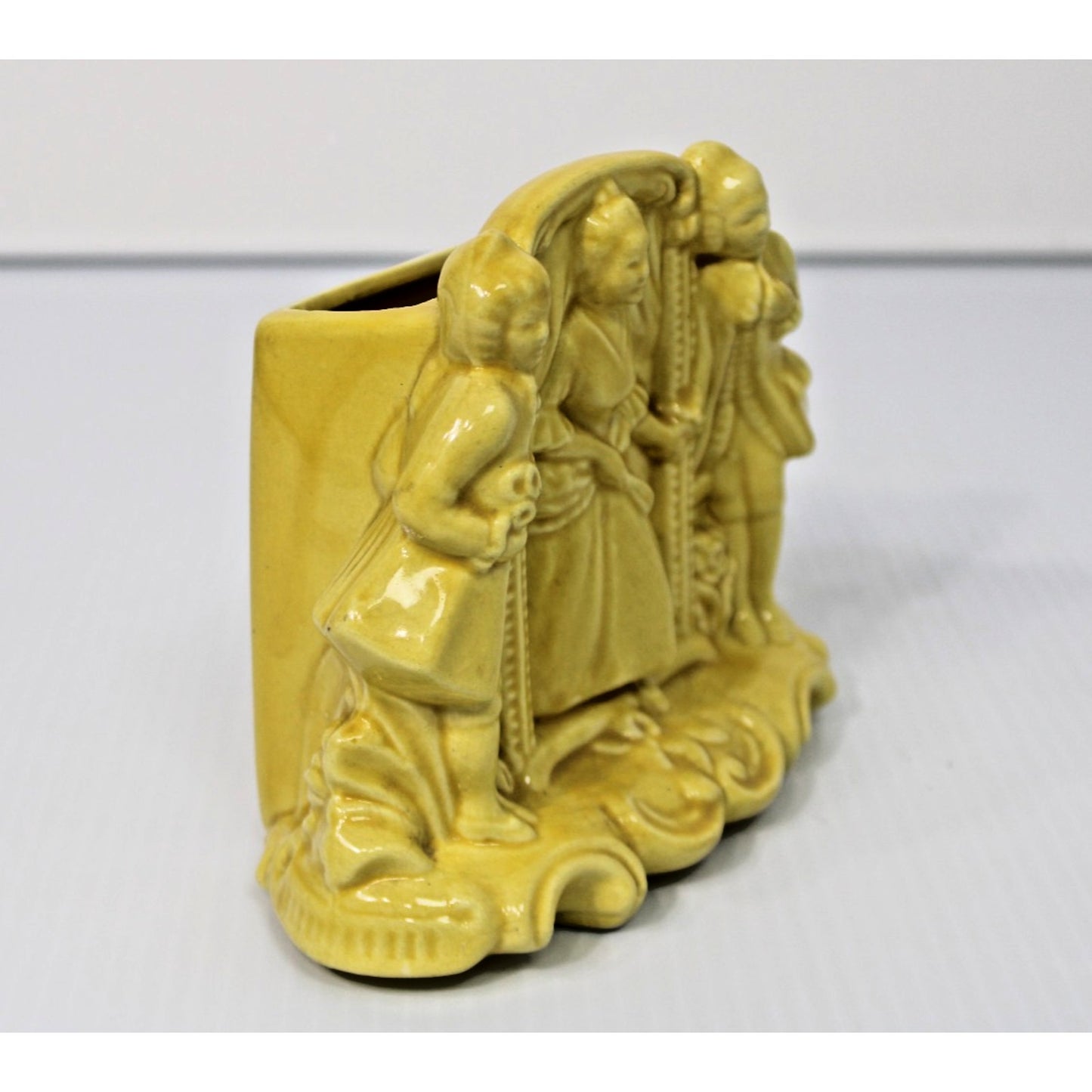 Vintage 1940s Cameron Clay Yellow Figural Vase, Romantic, Cottage, Grandma Chic