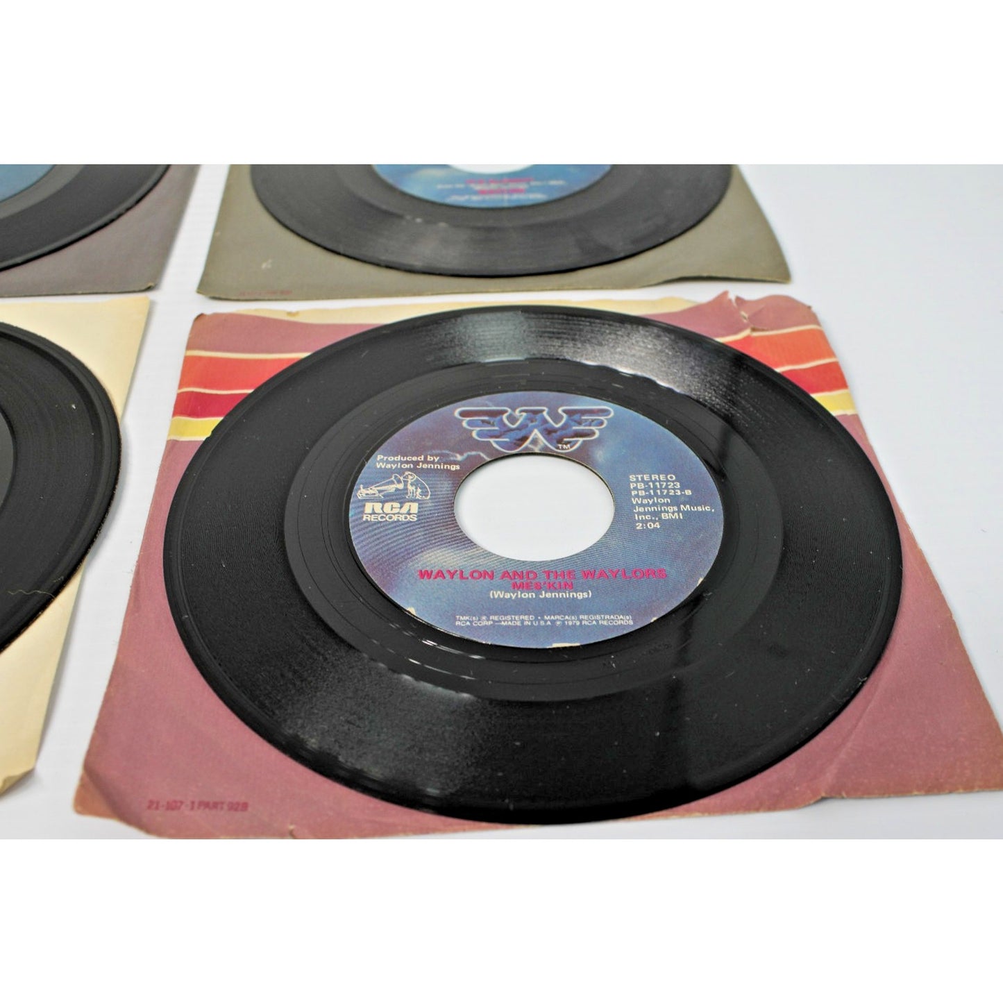 Waylon Jennings- Four 7" Country 45 RPMs- Luckenbach, Dukes of Hazzard, More