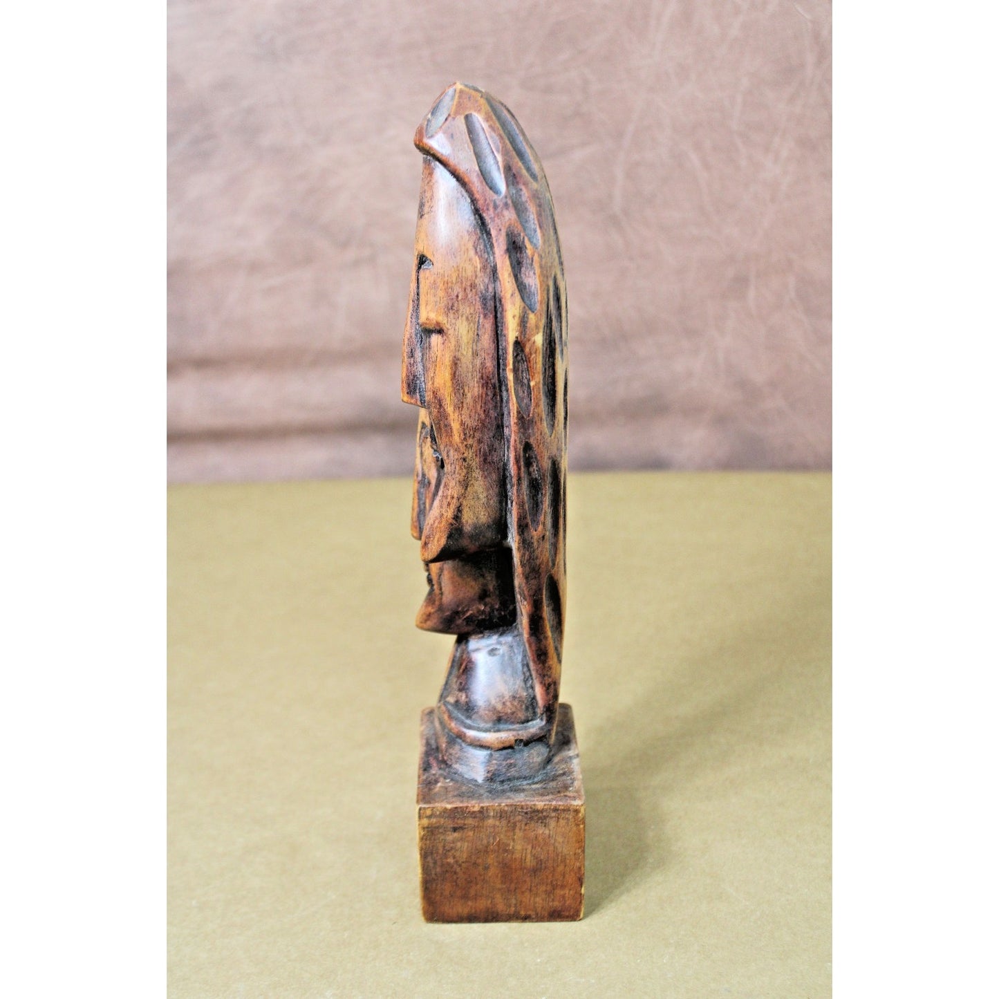 13" African Carved Wood Double Face Sculpture Bust Statue Figurine Art Decor