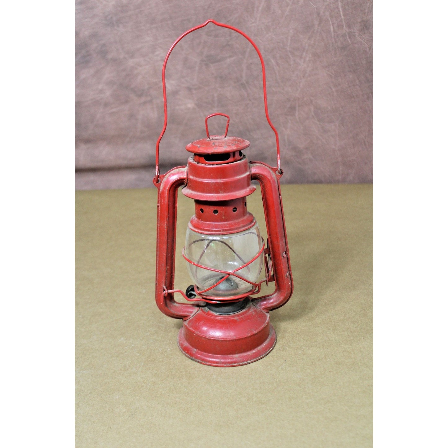 Vintage Pair of Red Kerosene Lanterns, Oil Lamps, 1 Swallow Brand, 10.5" H