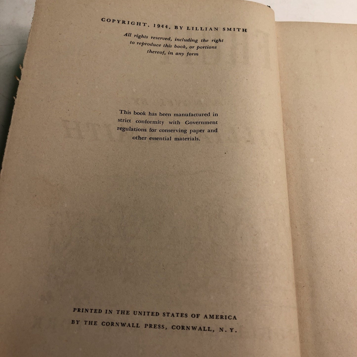 Strange Fruit: A Novel by Lillian Smith 1944 Hardcover Damaged Cover