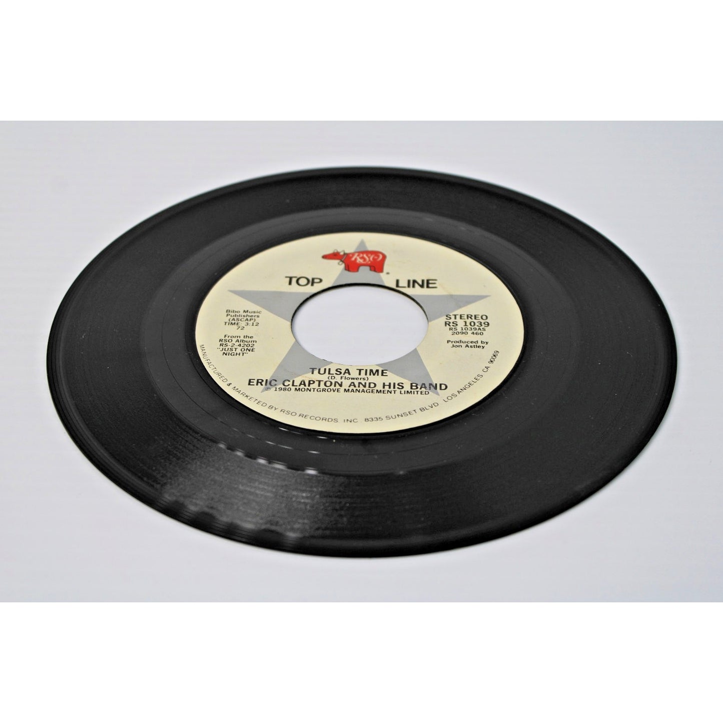 RARE Label- Eric Clapton- COCAINE/ TULSA TIME- 1980 RSO Top Line 45 RPM, 7" NM!