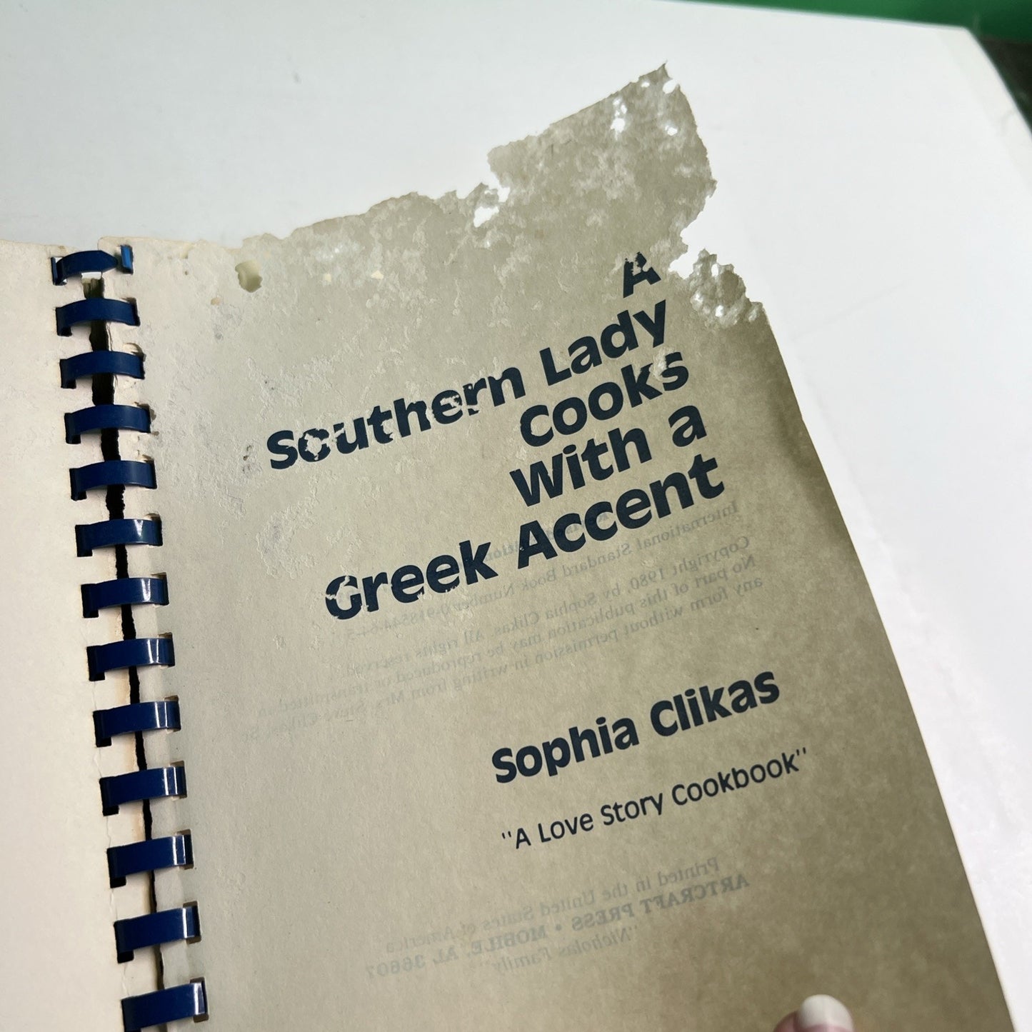 A Southern Lady Cooks With A Greek Accent Cookbook Sophia Clikas 1991 Mobile AL