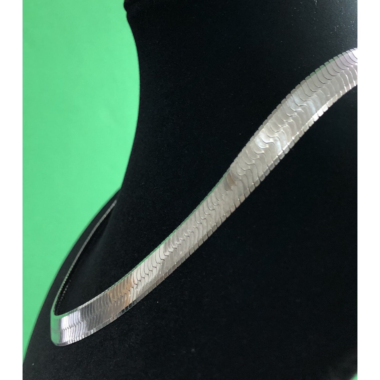 Fabulous Sterling Silver Herringbone Statement Necklace Chain 925 Italy 19”